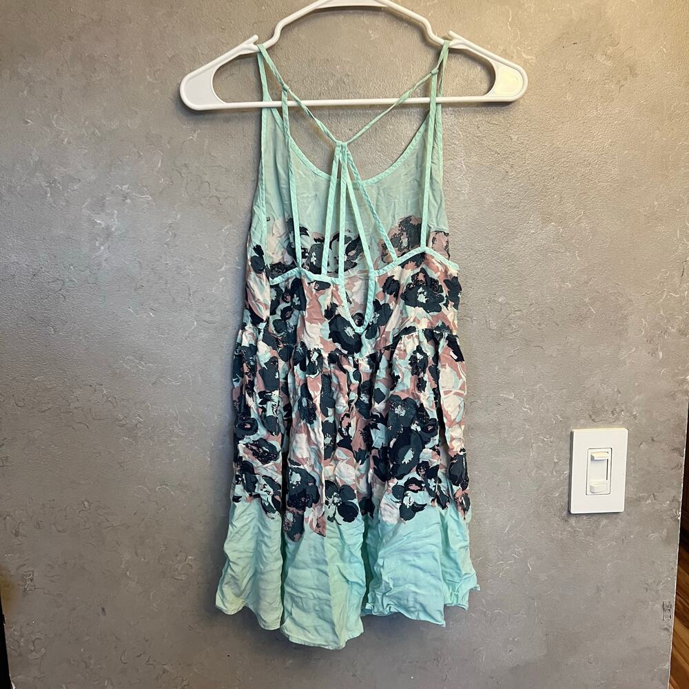 Free People Intimately Floral Strappy Trapeze Mini Dress Mint Green Small Petite - Picture 7 of 11